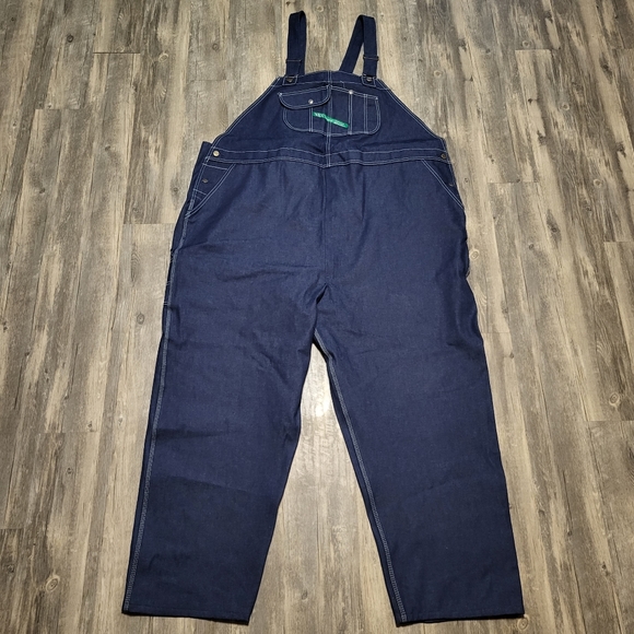 NEW Key Overalls Size 58x32 Dark Wash Denim Zip Fly Farm Wear Jeans Bibs